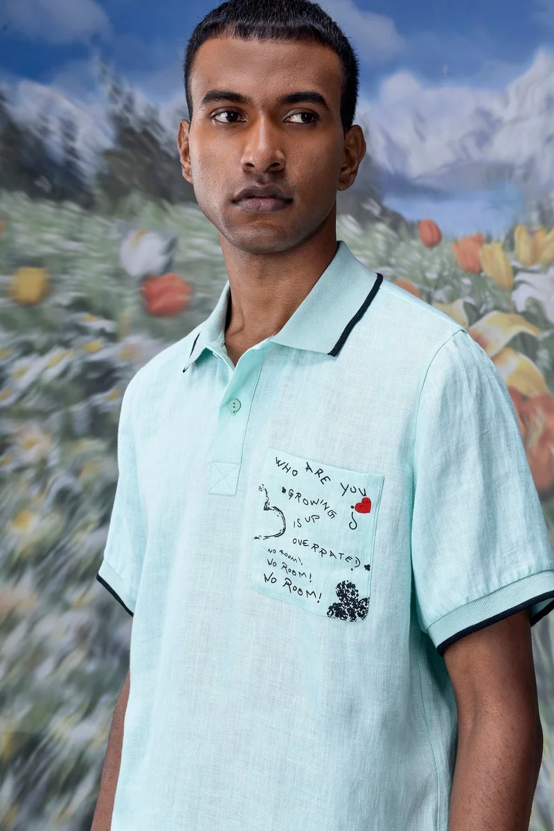 جينات ليكوانت هيمانت قميص بولو كتان النيل